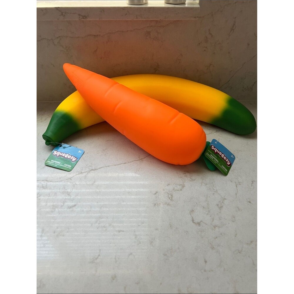 Toymendous Squishy Carrot & Banana Bundle – Jumbo 12.5 inch